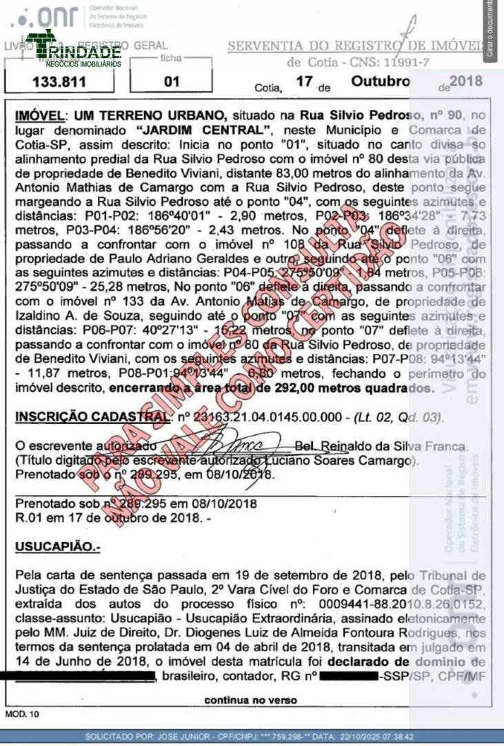 Terreno à venda, 292 m² por R$ 285.000,00 - Centro - Cotia/SP — foto 4 de 10